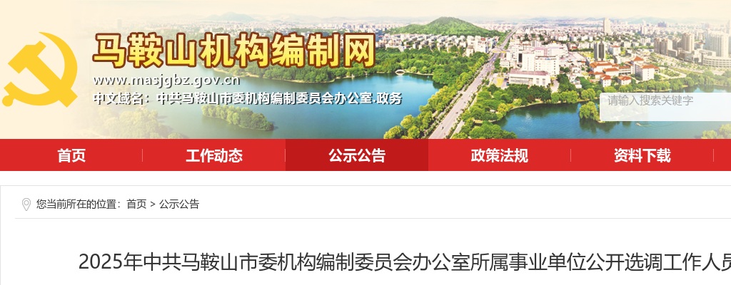 2025年中共马鞍山市委机构编制委员会办公室选调1人公告 图片